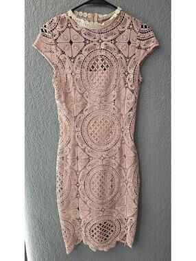 New Women's 2pc A. Peach Lace Dress Back Zip Up Size Medium Light Purple Boho